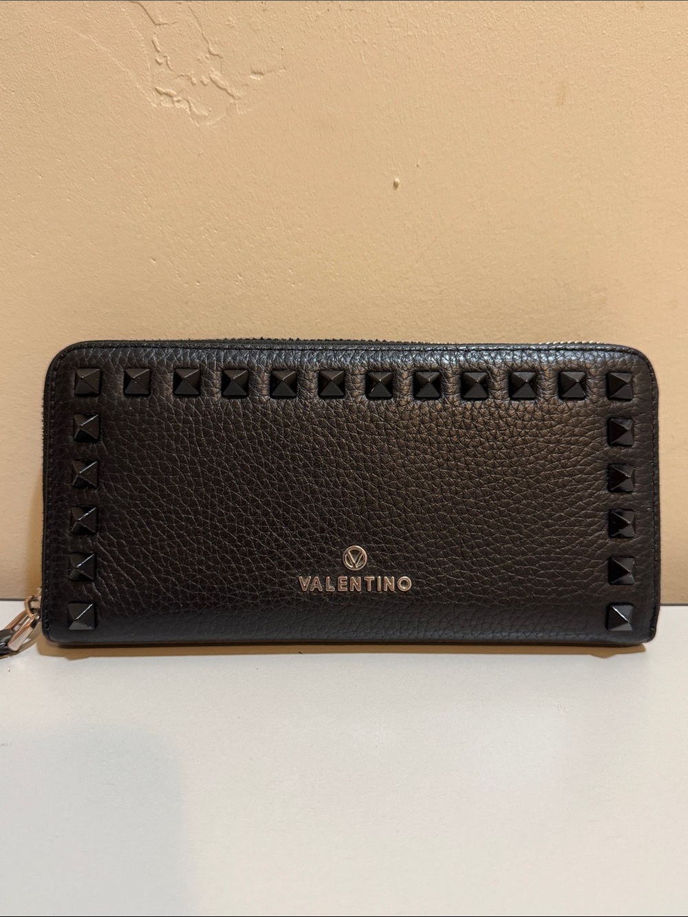 Valentino✨ Continental Black Leather Rockstud Zip Wallet by Mario Valentino